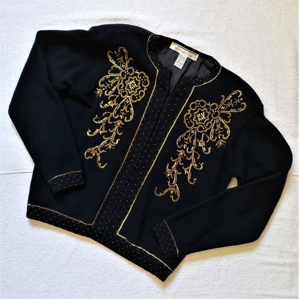Vintage White Wheeler & Martha Beaded Cardigan - M